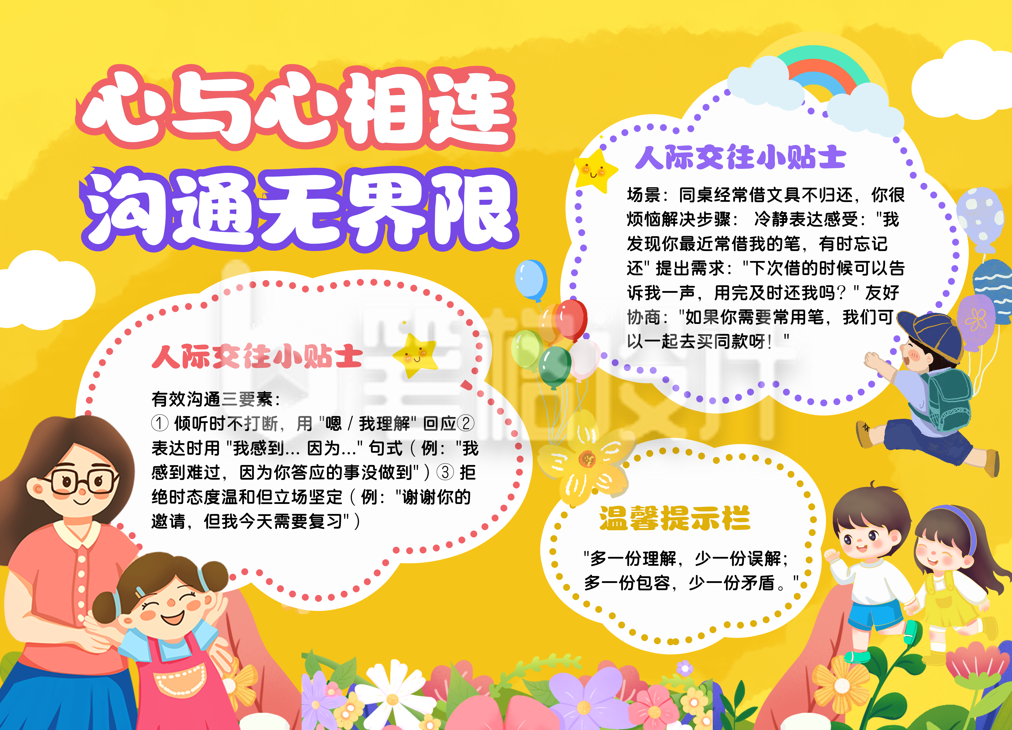 心理健康教育黄色卡通手抄报 心理健康教育黄色卡通手抄报