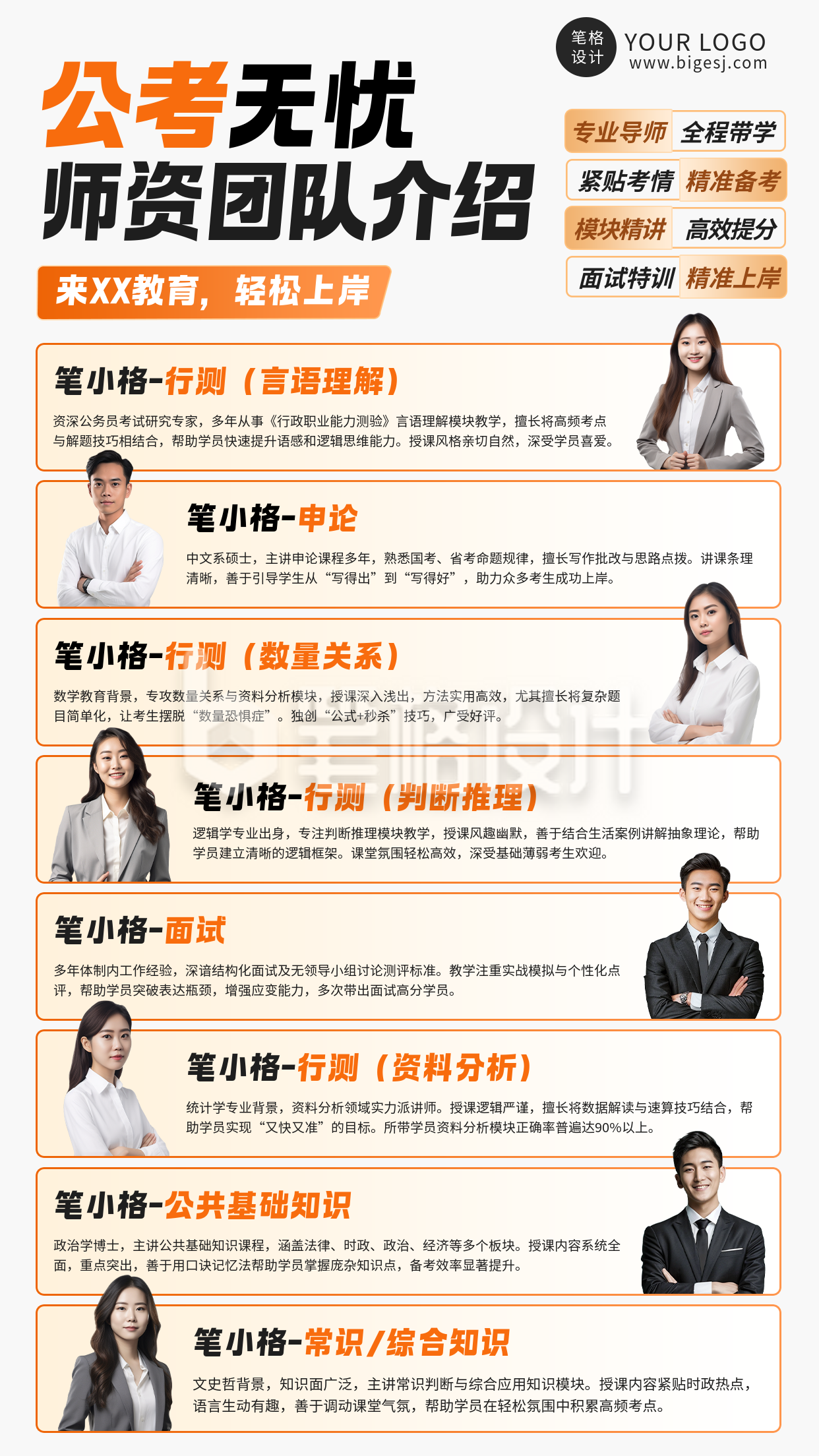 公考师资团队讲师介绍多人宣传海报 公考师资团队讲师介绍多人宣传海报