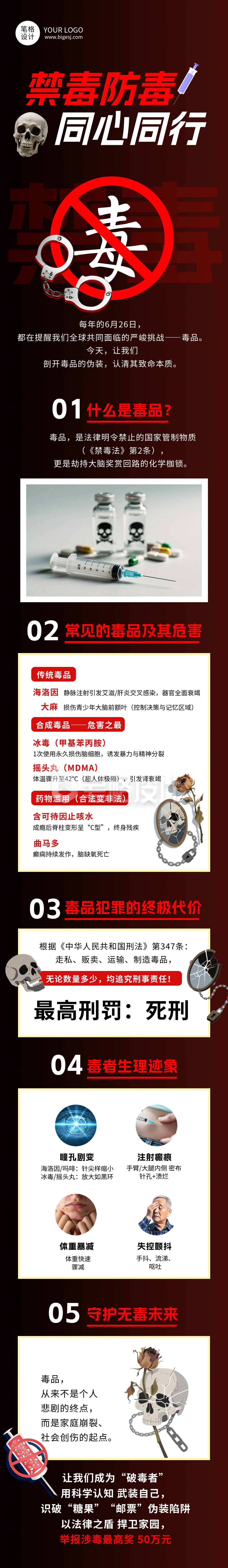 国际禁毒日知识科普简约公众号长图 国际禁毒日知识科普简约公众号长图