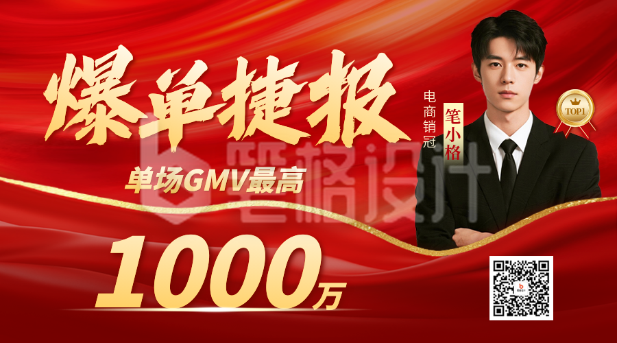 红色大气喜报人物表彰二维码