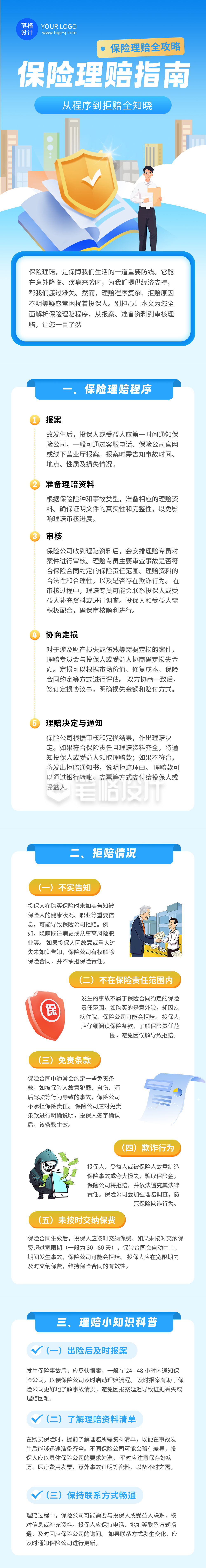保险理赔知识科普蓝色简约公众号长图 保险理赔知识科普蓝色简约公众号长图