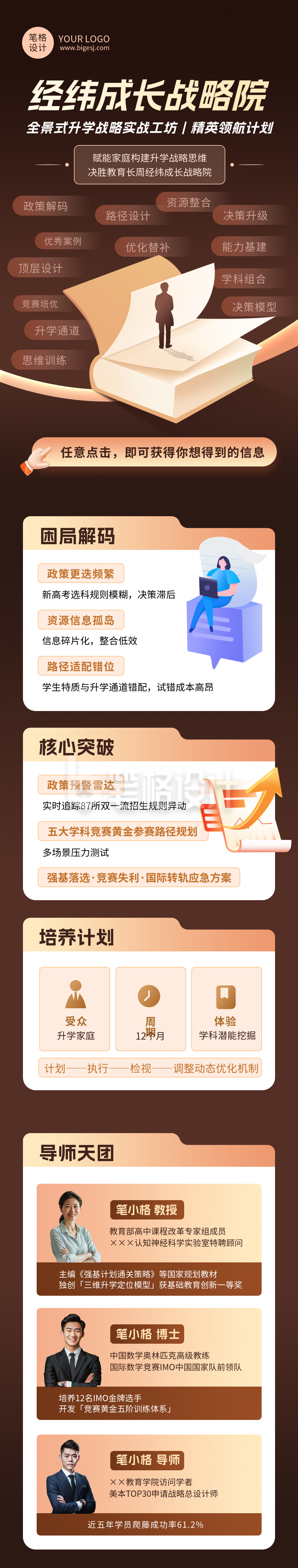 升学规划战略计划讲师宣传棕色简约公众号长图