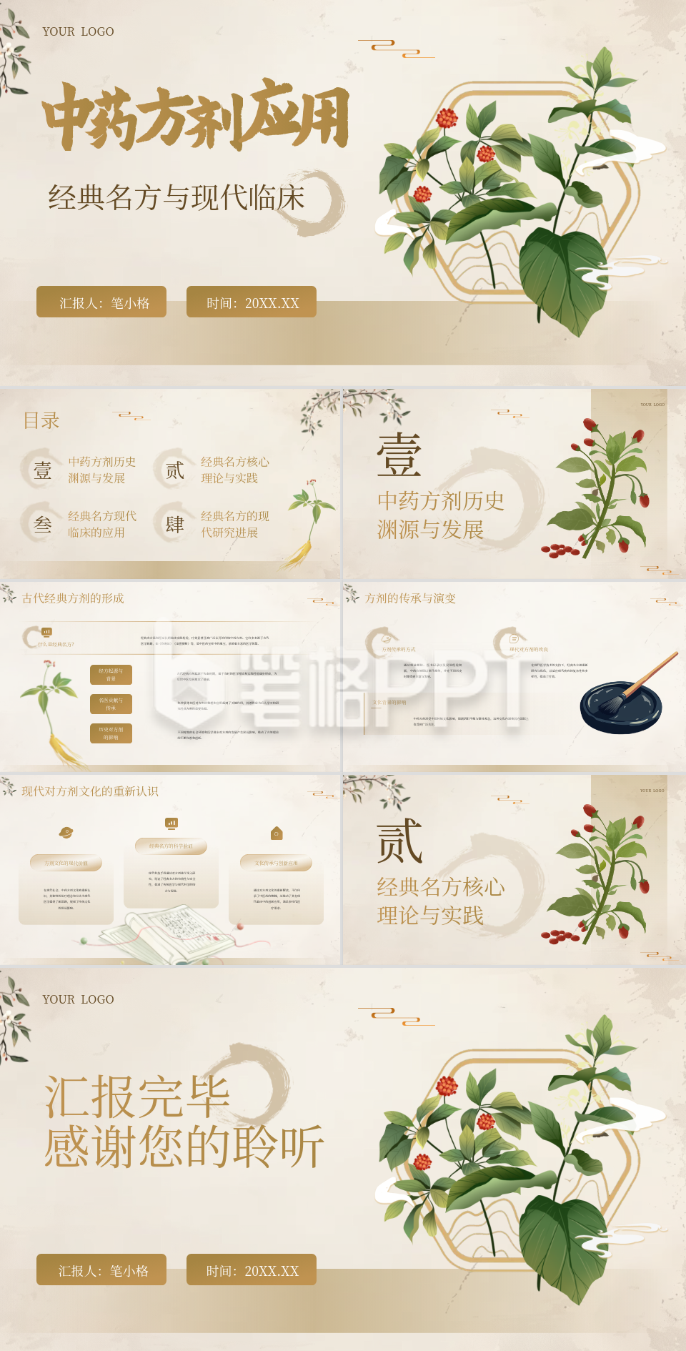 金色中国风教育行业中药方剂应用PPT 金色中国风教育行业中药方剂应用PPT