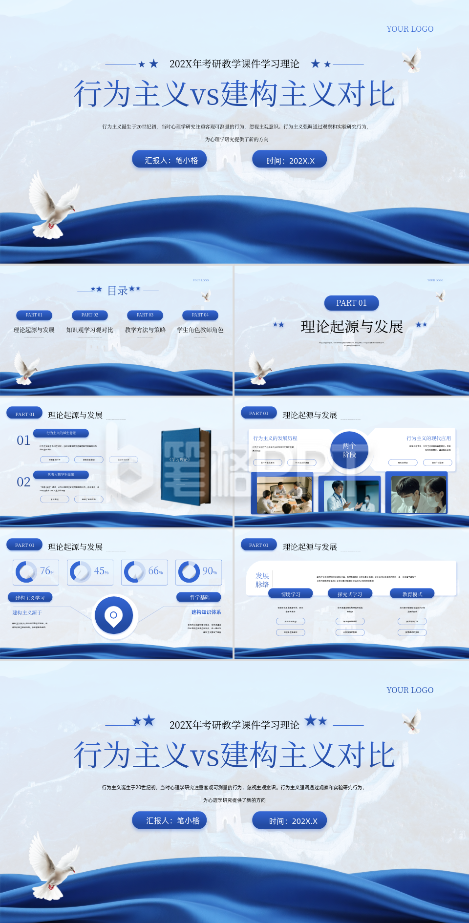 深蓝色党政风行为主义vs建构主义对比PPT 深蓝色党政风行为主义vs建构主义对比PPT