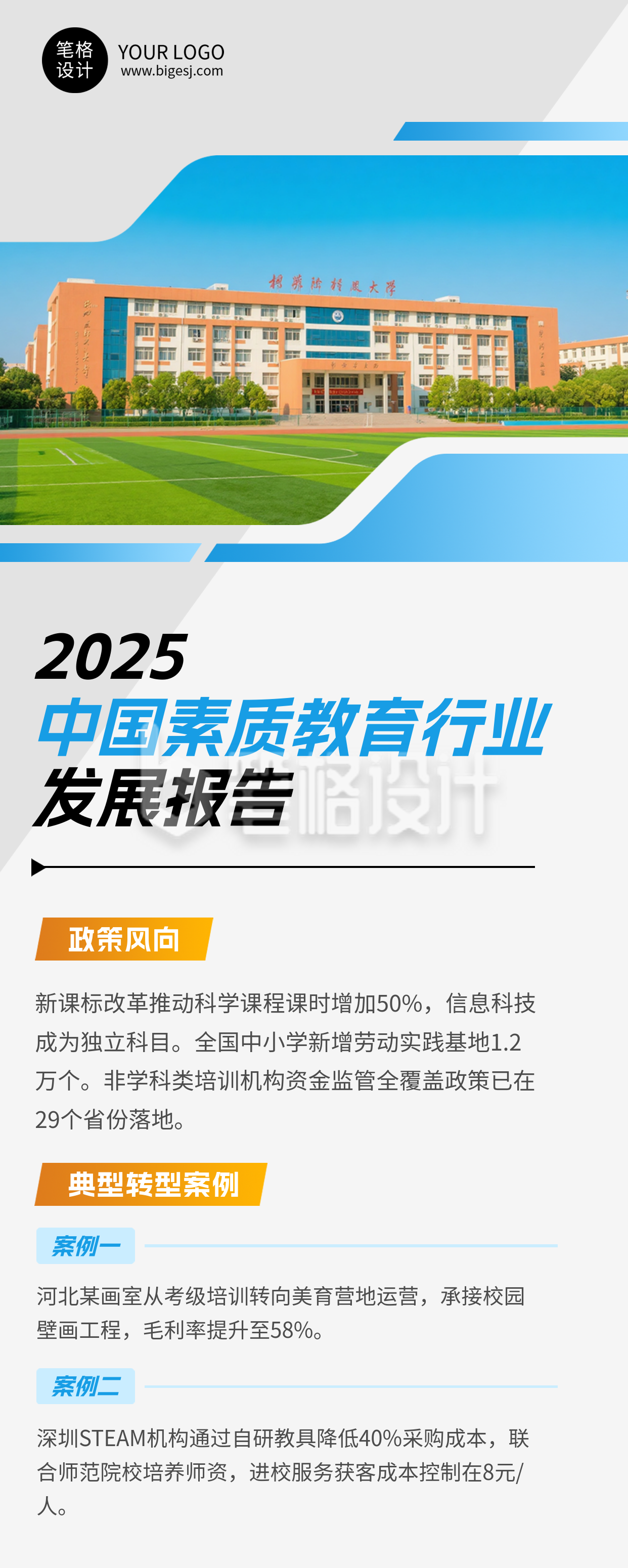 素质教育行业发展报告长图海报