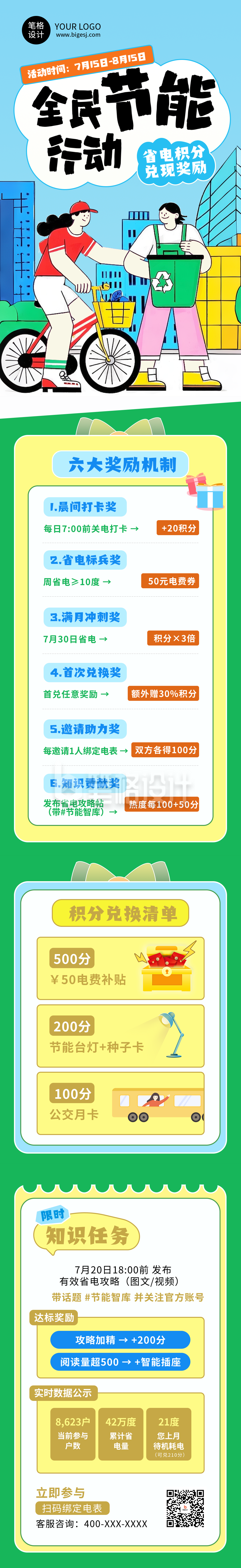 节能减排倡议活动绿色简约公众号长图