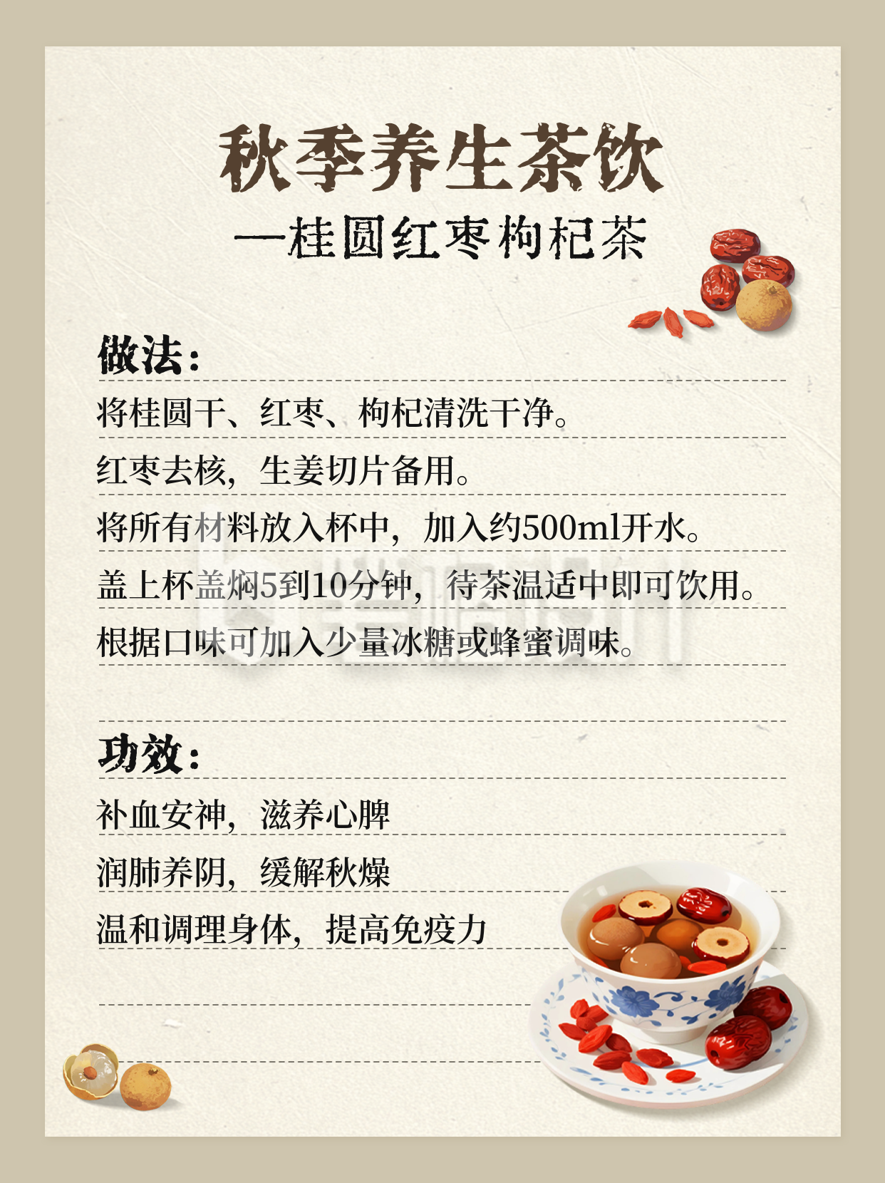 秋季养生茶制作教程小红书封面