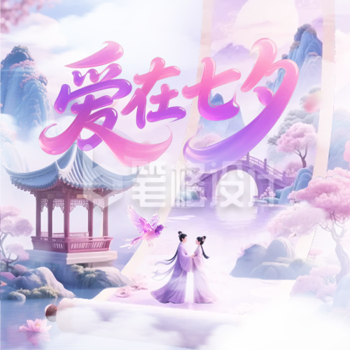七夕节牛郎织女爱情中国风封面次图