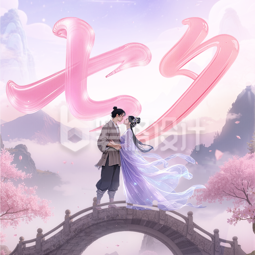 七夕节牛郎织女爱情中国风封面次图