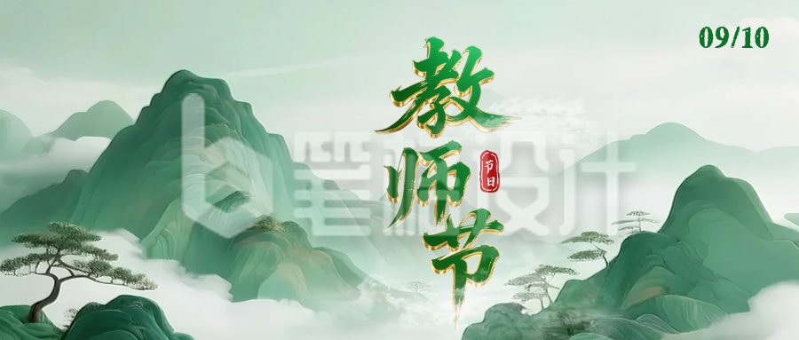 教师节3D立体中国风祝福公众号首图