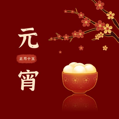 大气,中国传统节日,元宵节,高端,祝福,汤圆,梅花,喜庆等多个素材元素