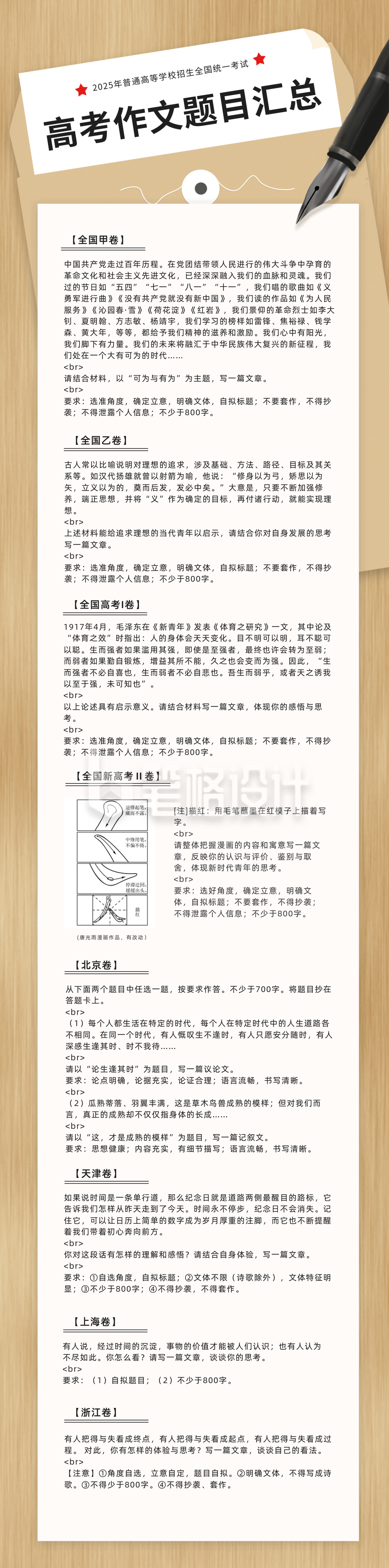 考试高中培训干货作文题目长图手机海报 考试高中培训干货作文题目长图手机海报