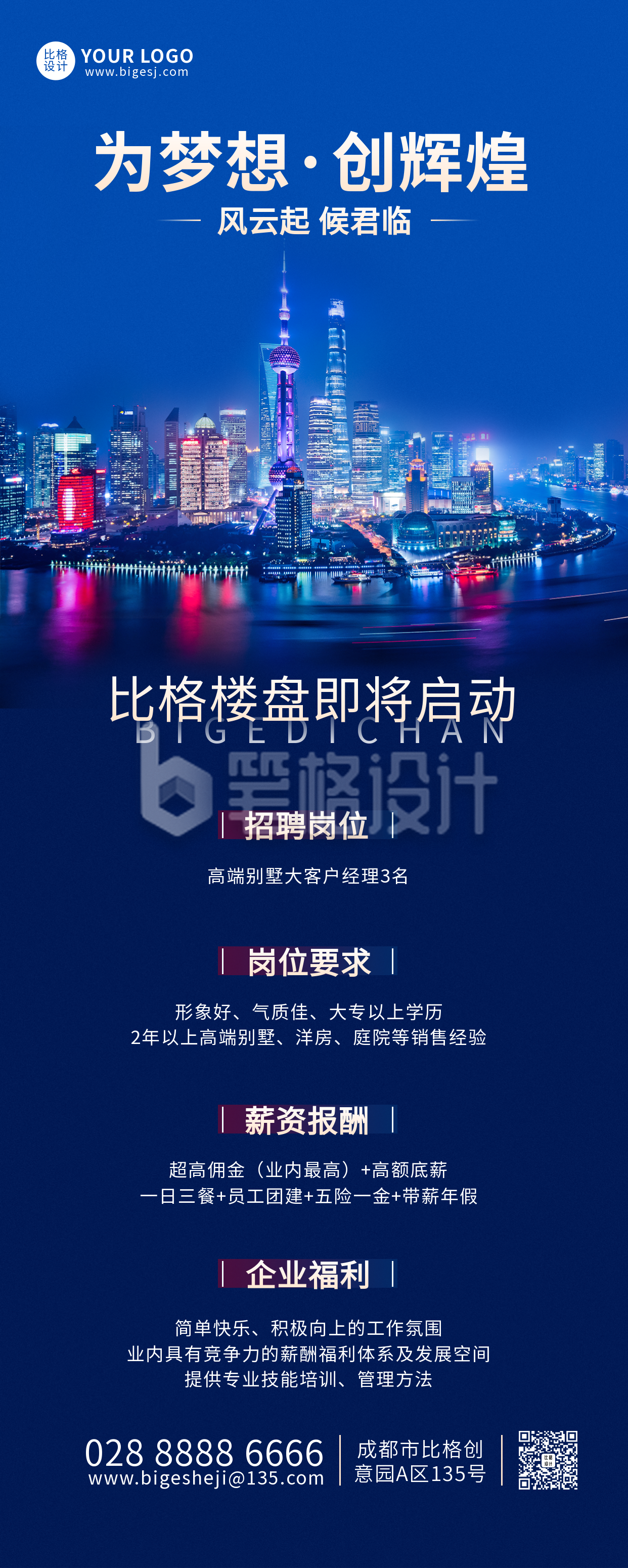 地产招聘长图海报 地产招聘长图海报