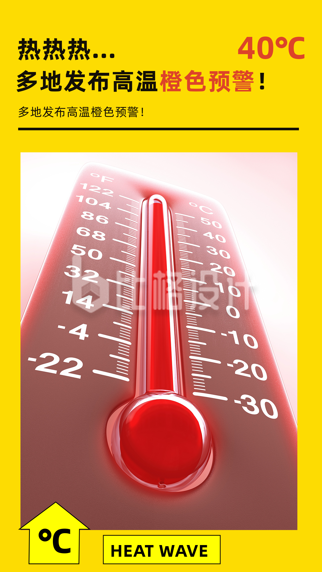 夏季天气高温预警防护竖版配图