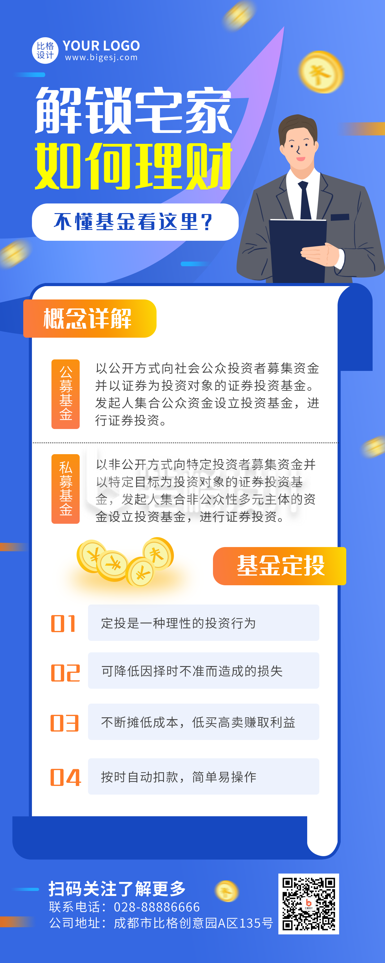 金融理财基金讲解长图海报