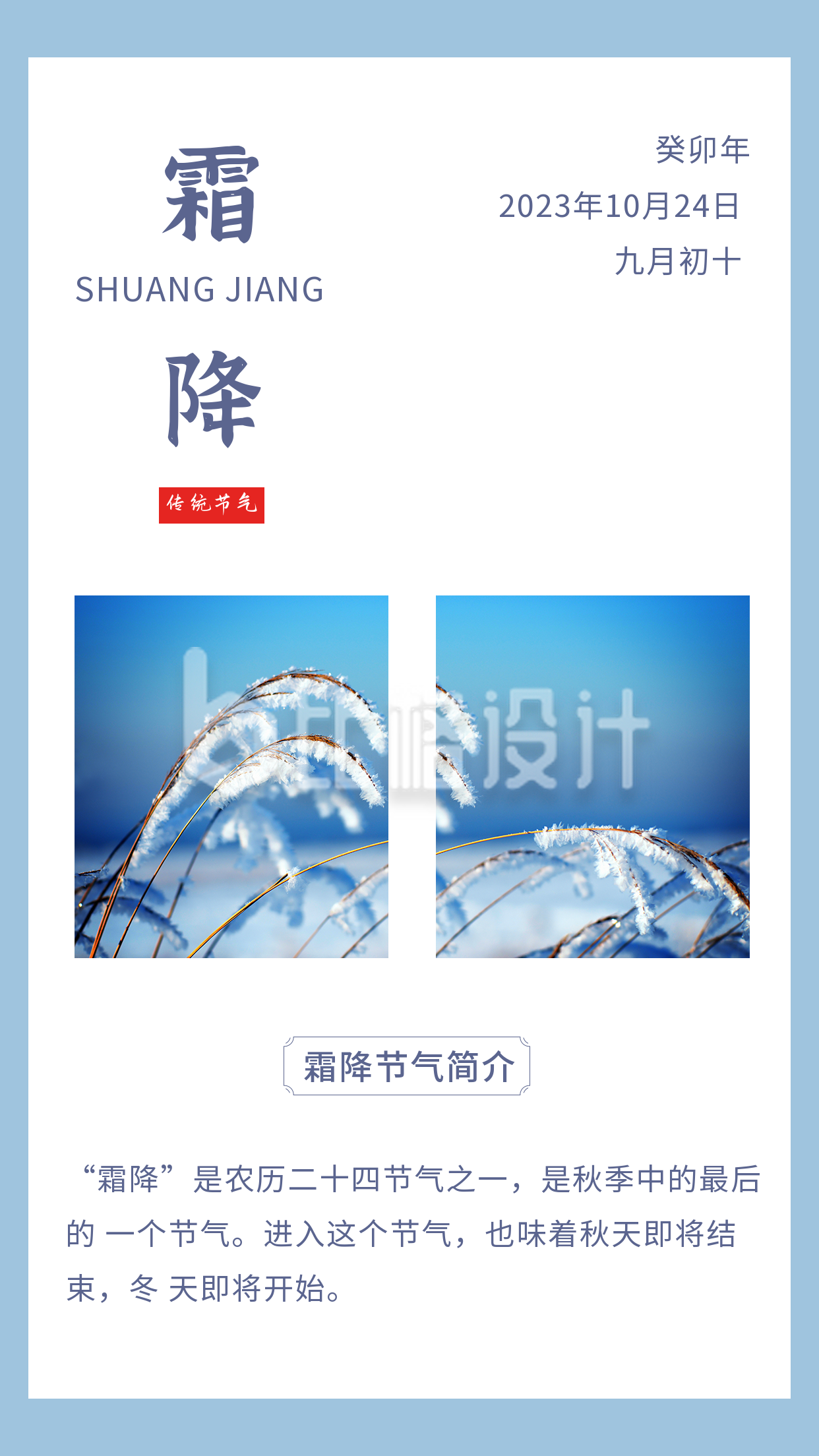 实景中国传统二十四节气霜降竖版配图