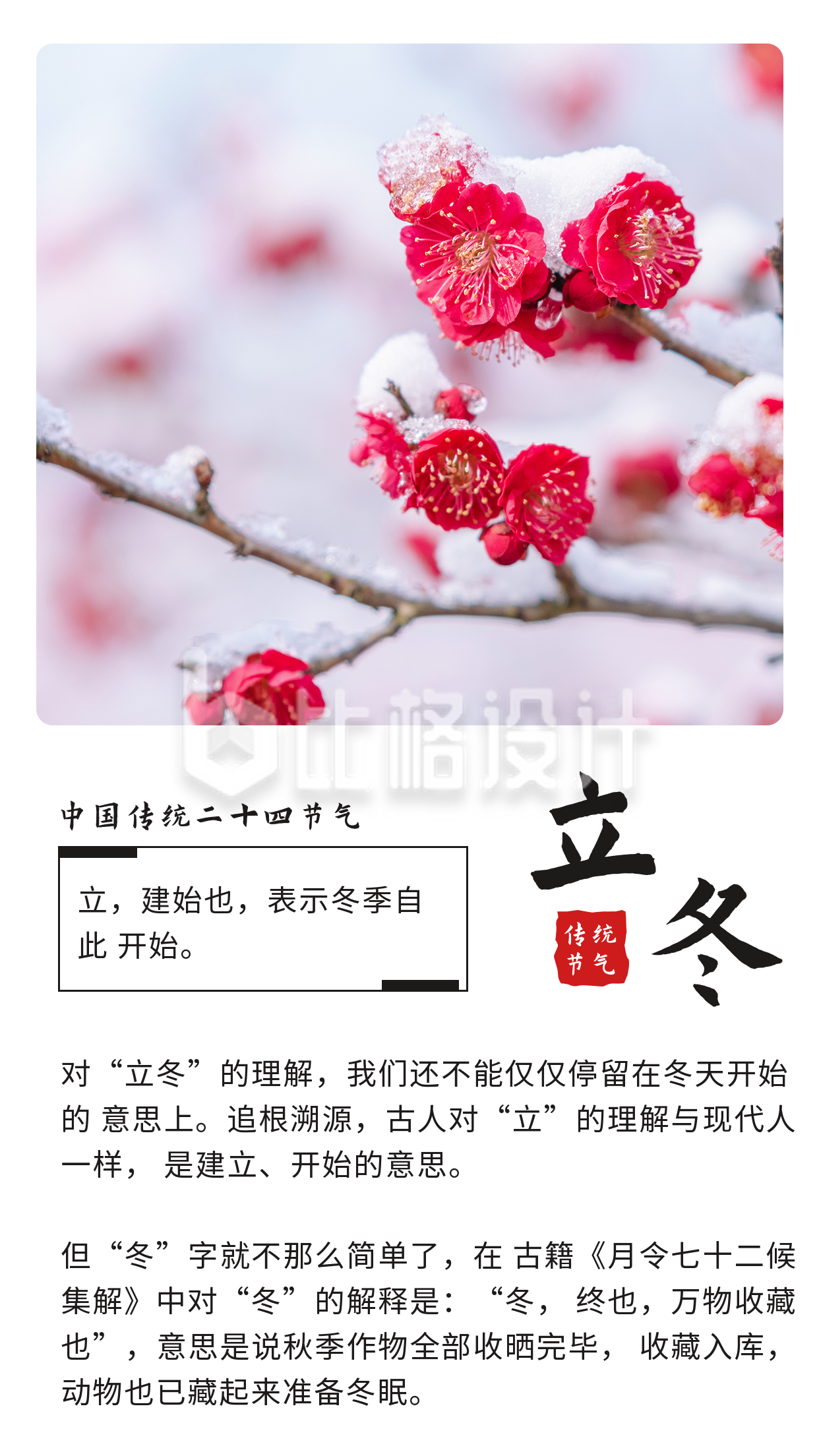 简约文艺中国二十四节气立冬竖版配图