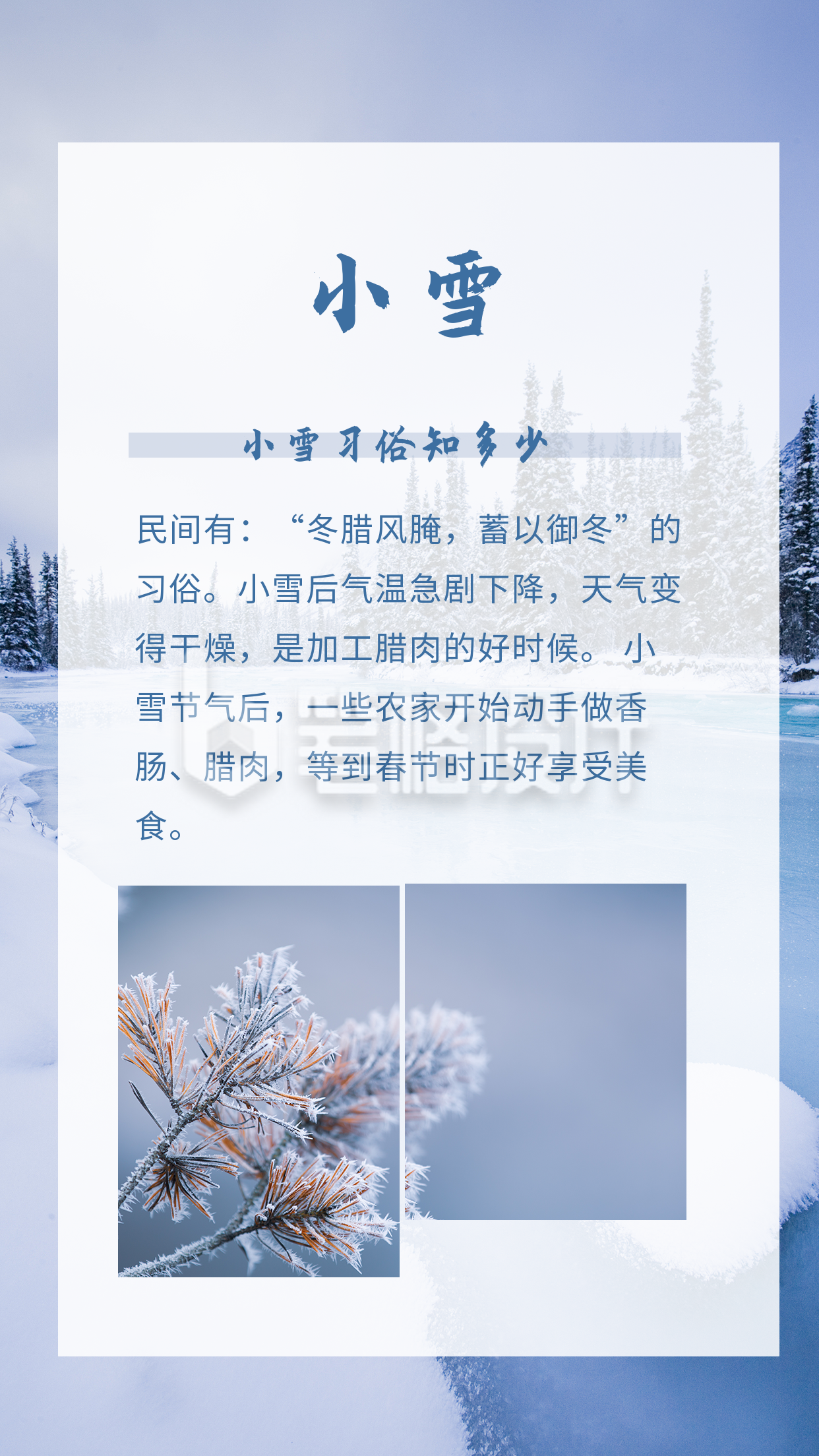 简约冬季雪景小雪节气竖版配图