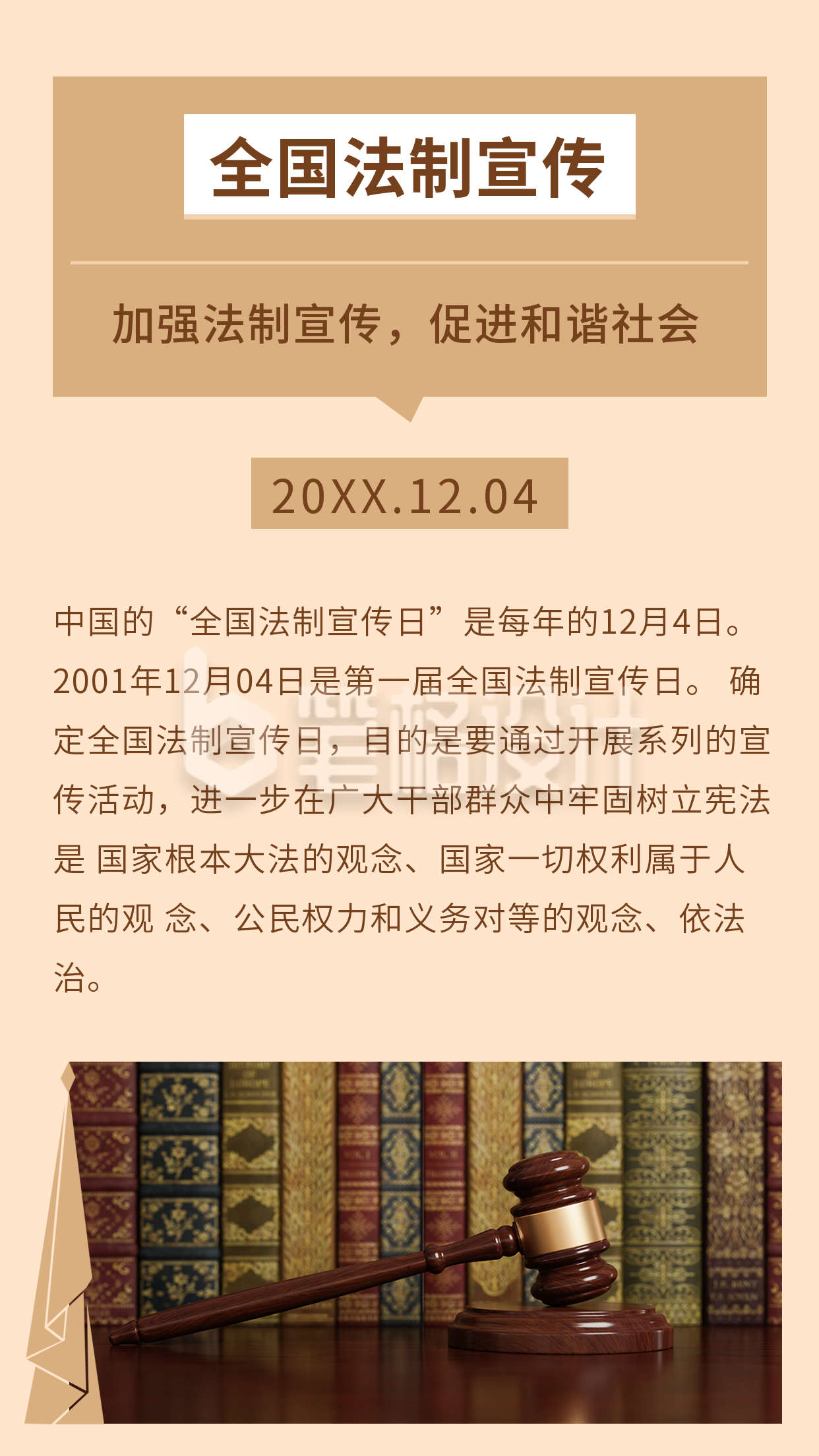 简约法制宣传日法律竖版配图