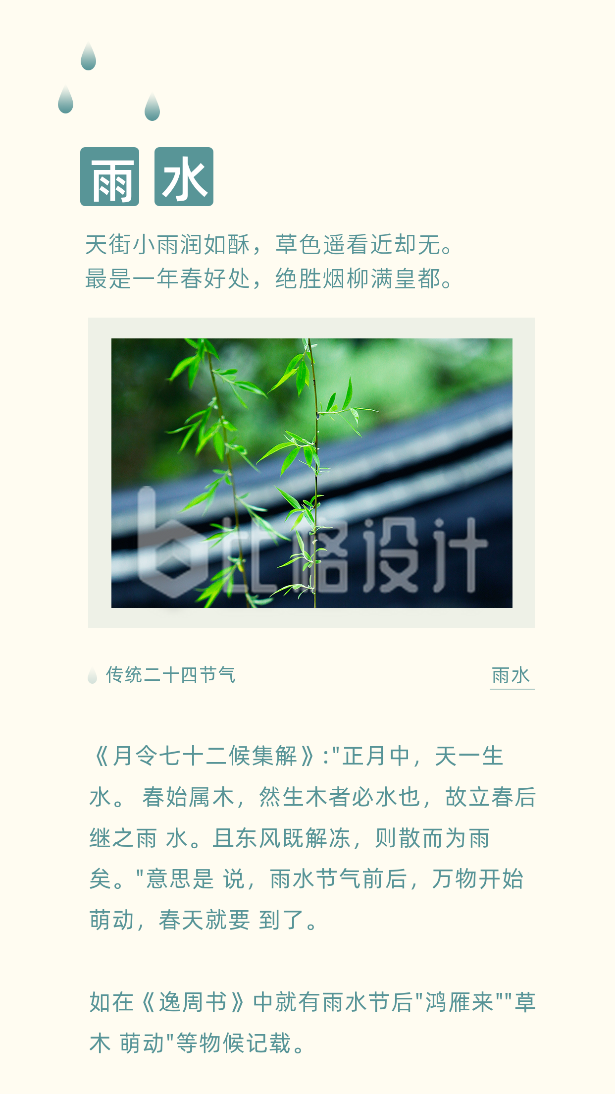 中国传统二十四节气春季雨水谷雨竖版配图