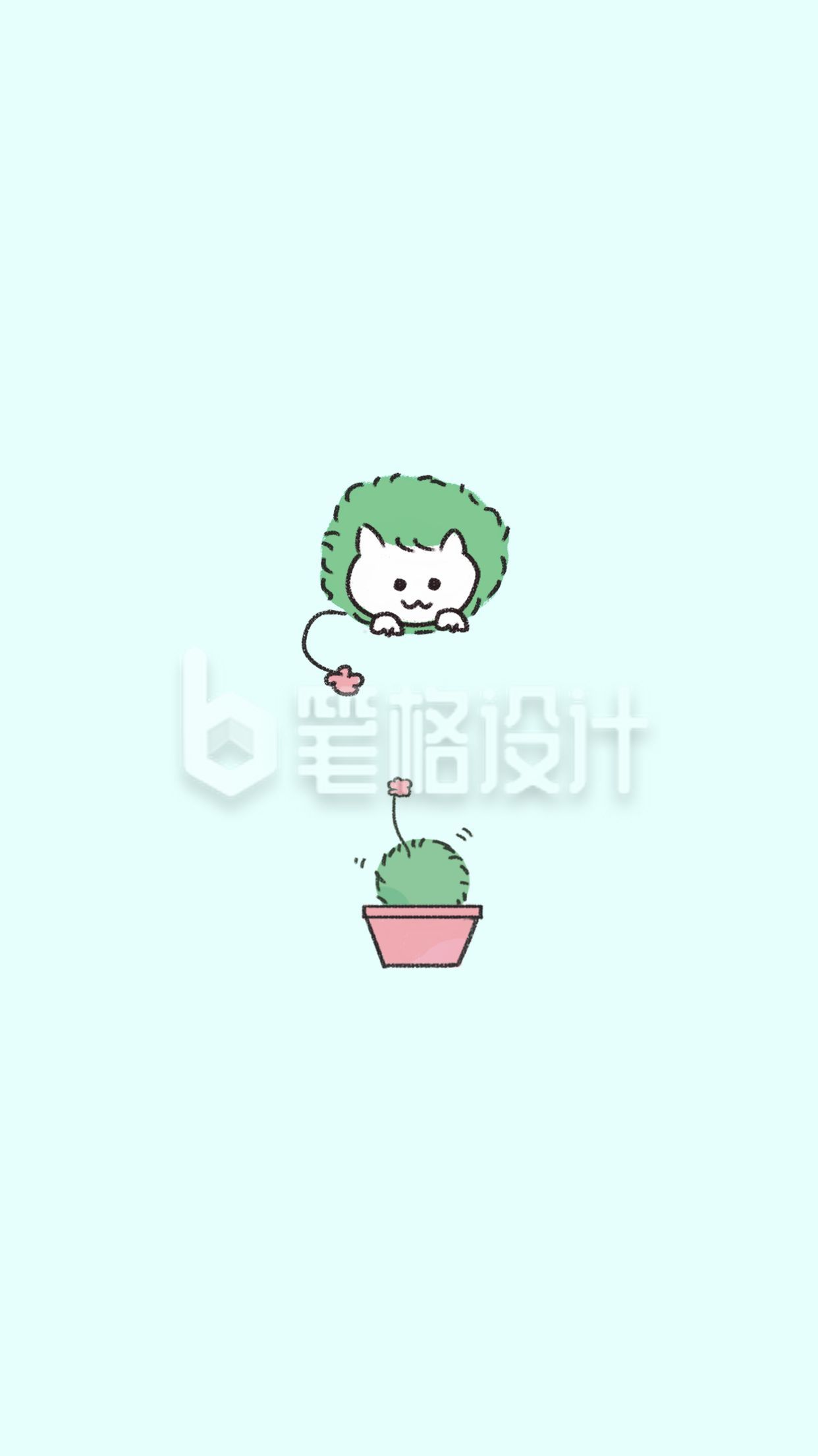 小清新可爱植物猫咪手机壁纸