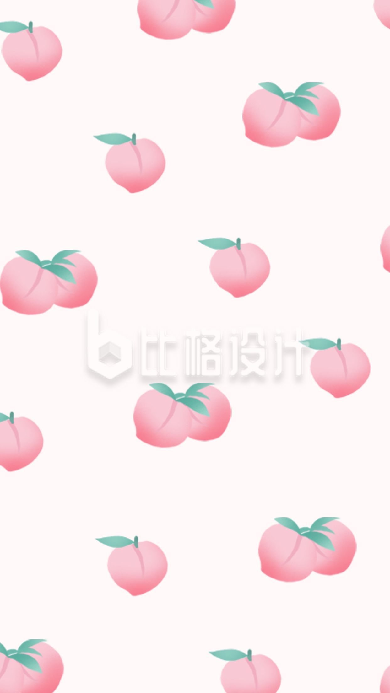 粉色背景可爱桃子手机壁纸