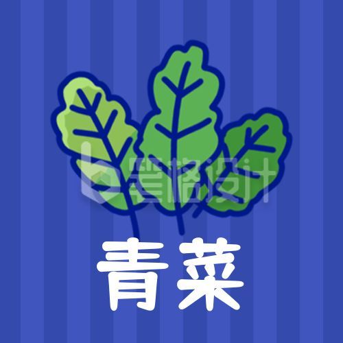 蓝色背景生鲜水果蔬菜卡通手绘青菜公众号次图