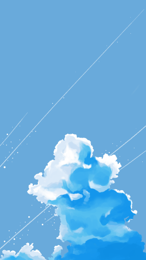 浪漫唯美梦幻蓝天白云云朵手绘插画流星手机壁纸