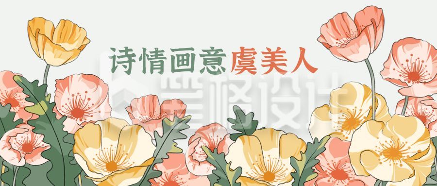 清新治愈花卉虞美人公众号首图