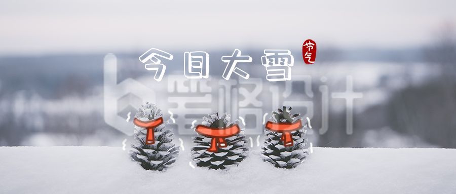 二十四节气实景图雪花大雪小雪冬季公众号首图