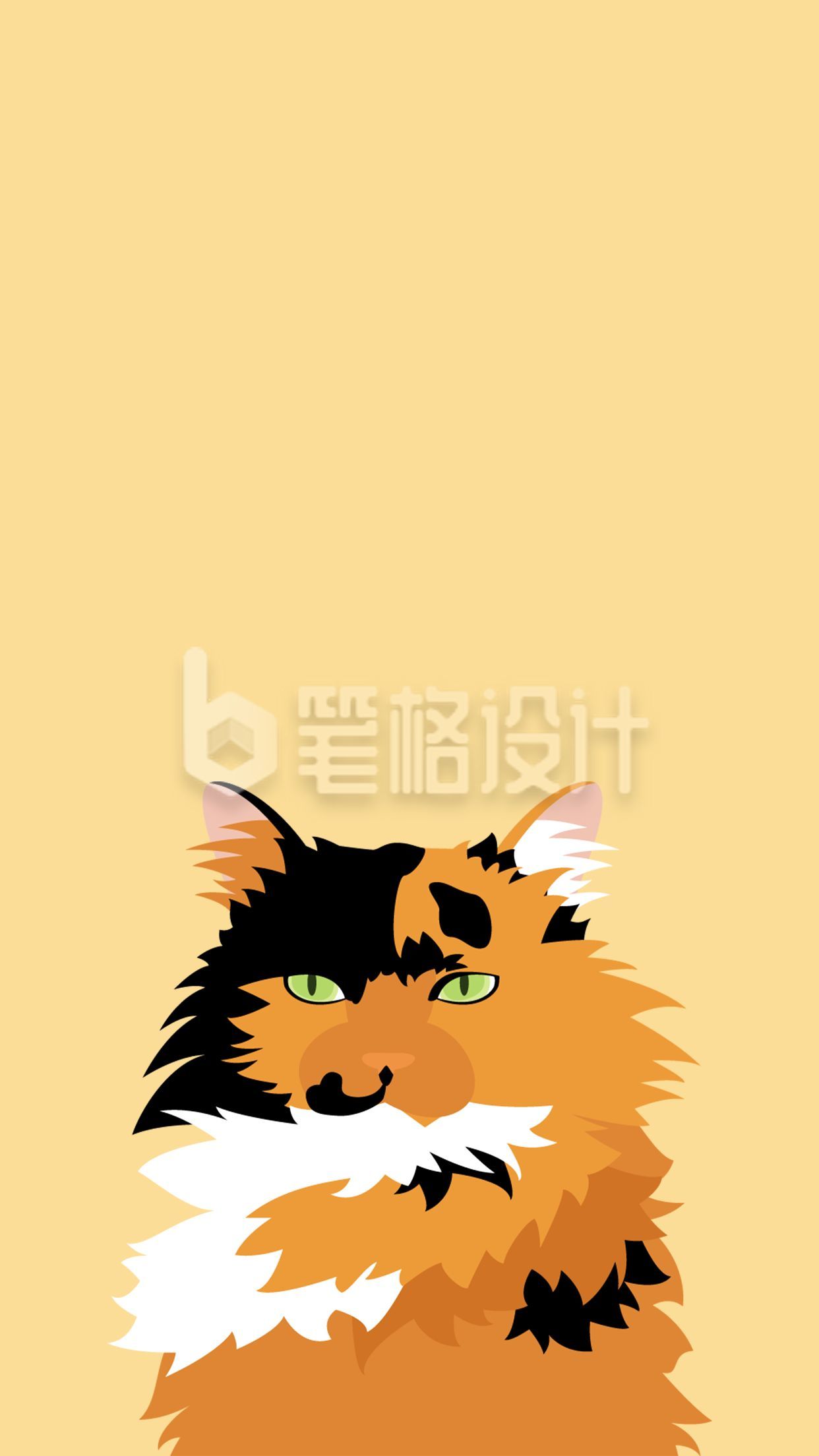 黄色背景可爱猫咪手机壁纸