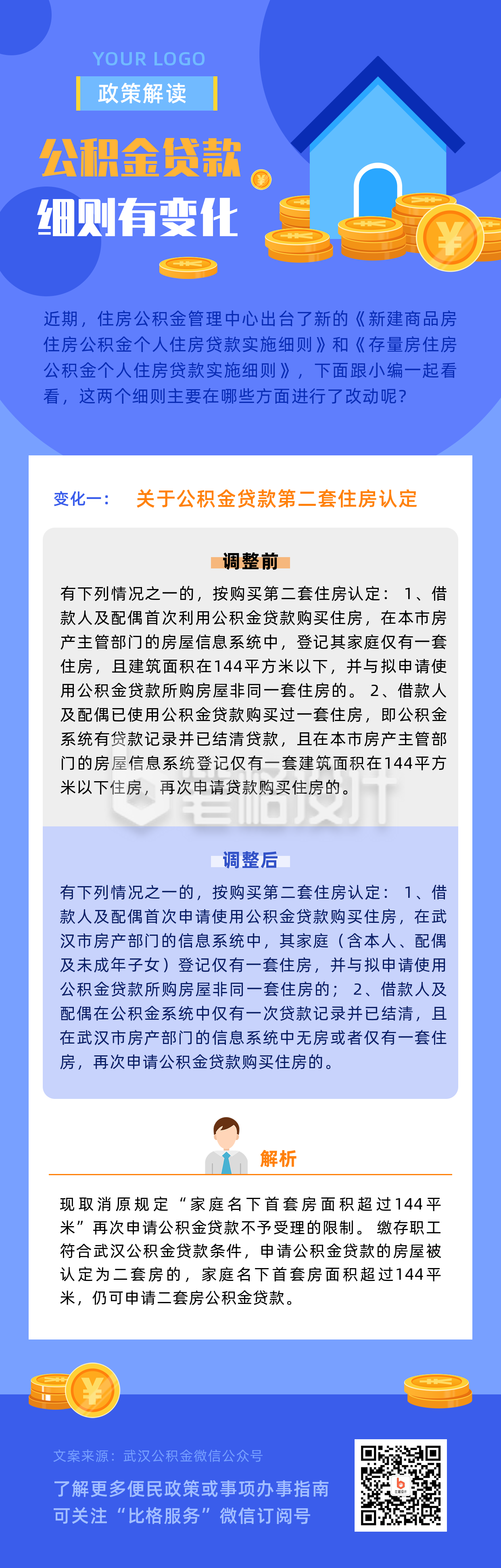 蓝紫色政务通用政策解读公积金住房贷款长图手机海报