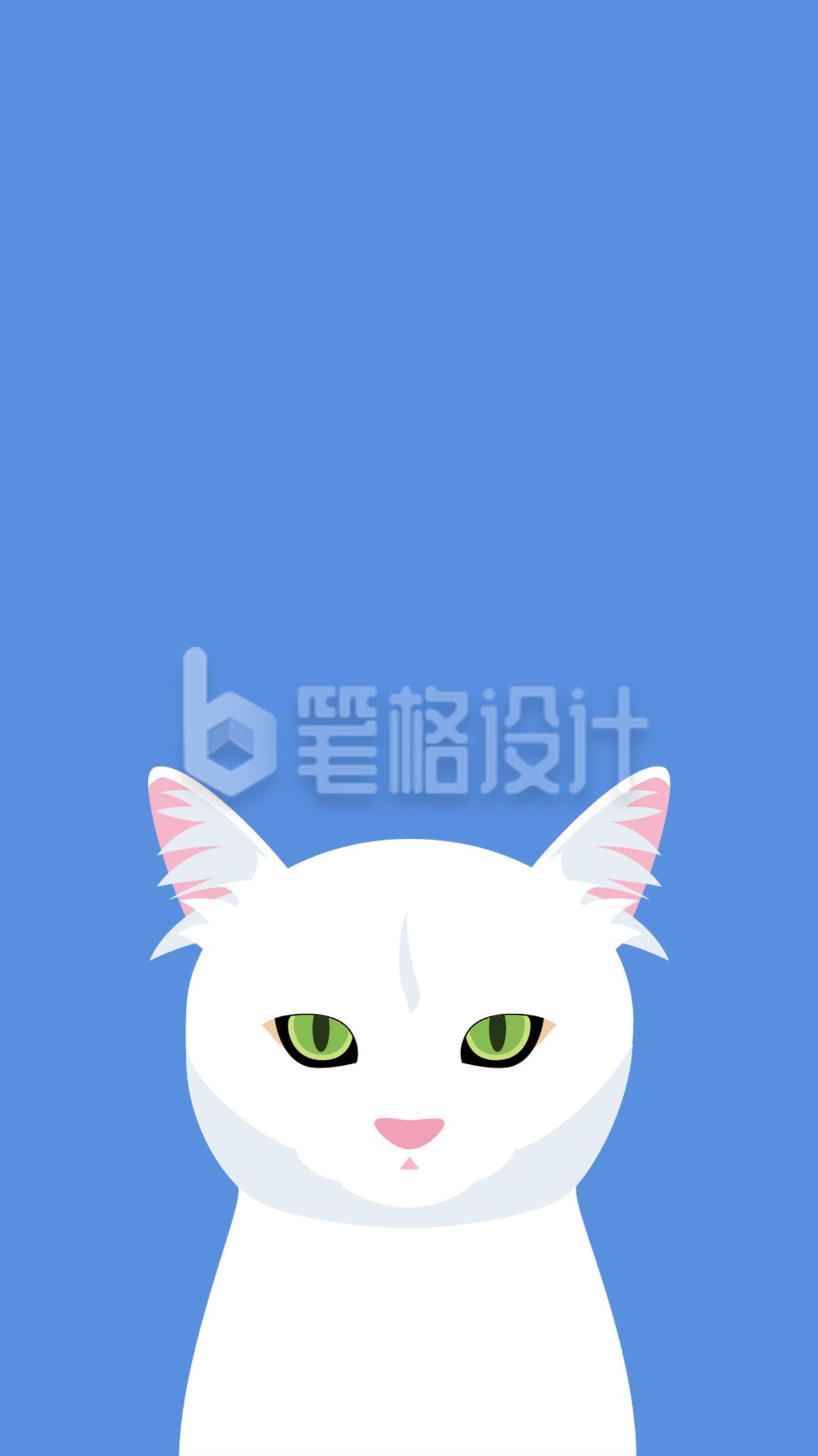 蓝色背景可爱猫咪手机壁纸