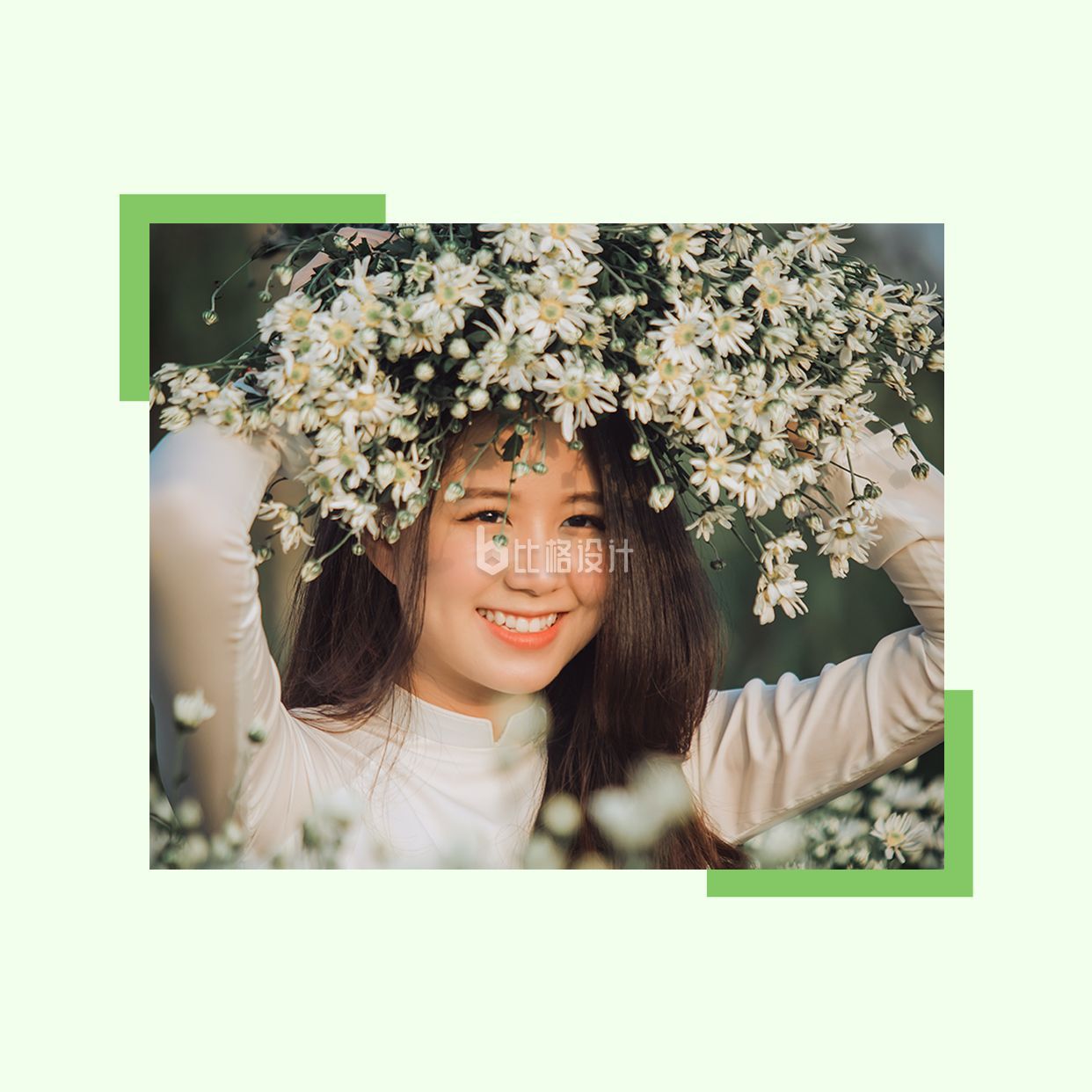 文艺清新艺术照绿色简约矩形头像