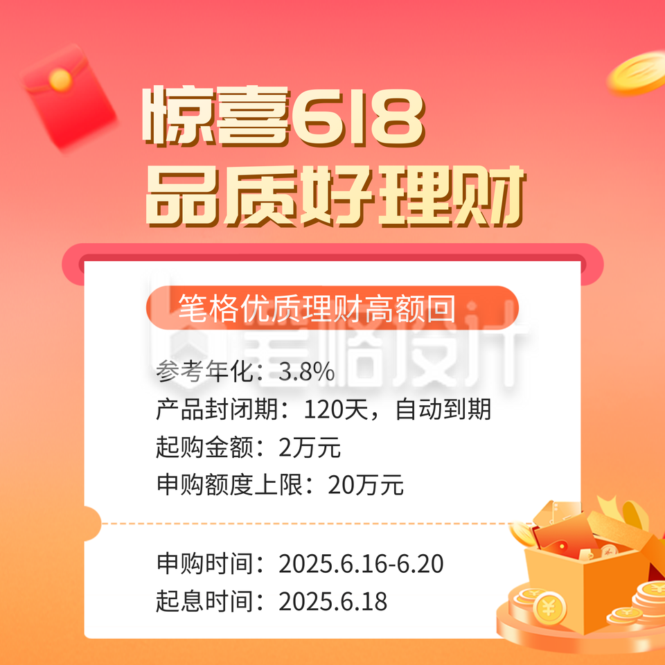 618理财金融投资方形海报