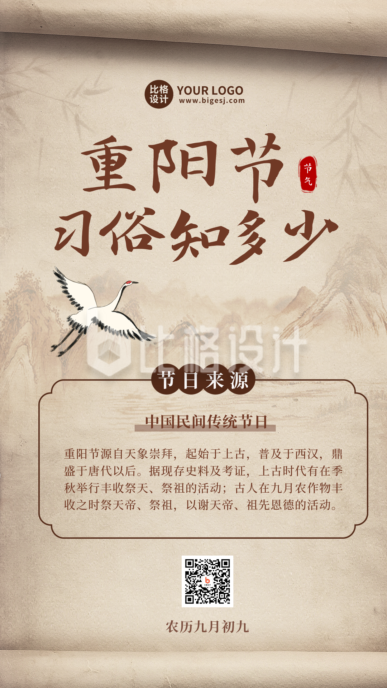 重阳节习俗宣传手机海报