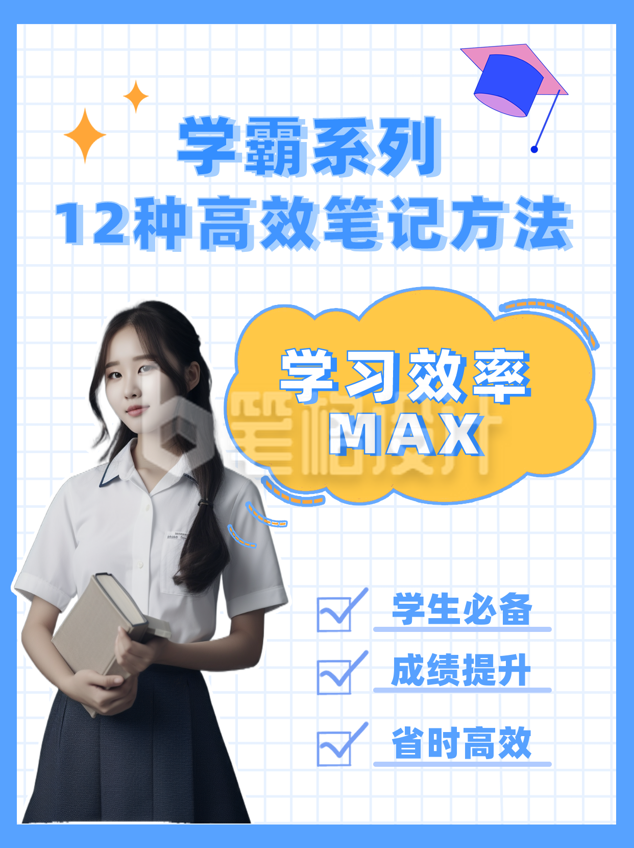 蓝色手简约风教育孩子小红书封面 蓝色手简约风教育孩子小红书封面