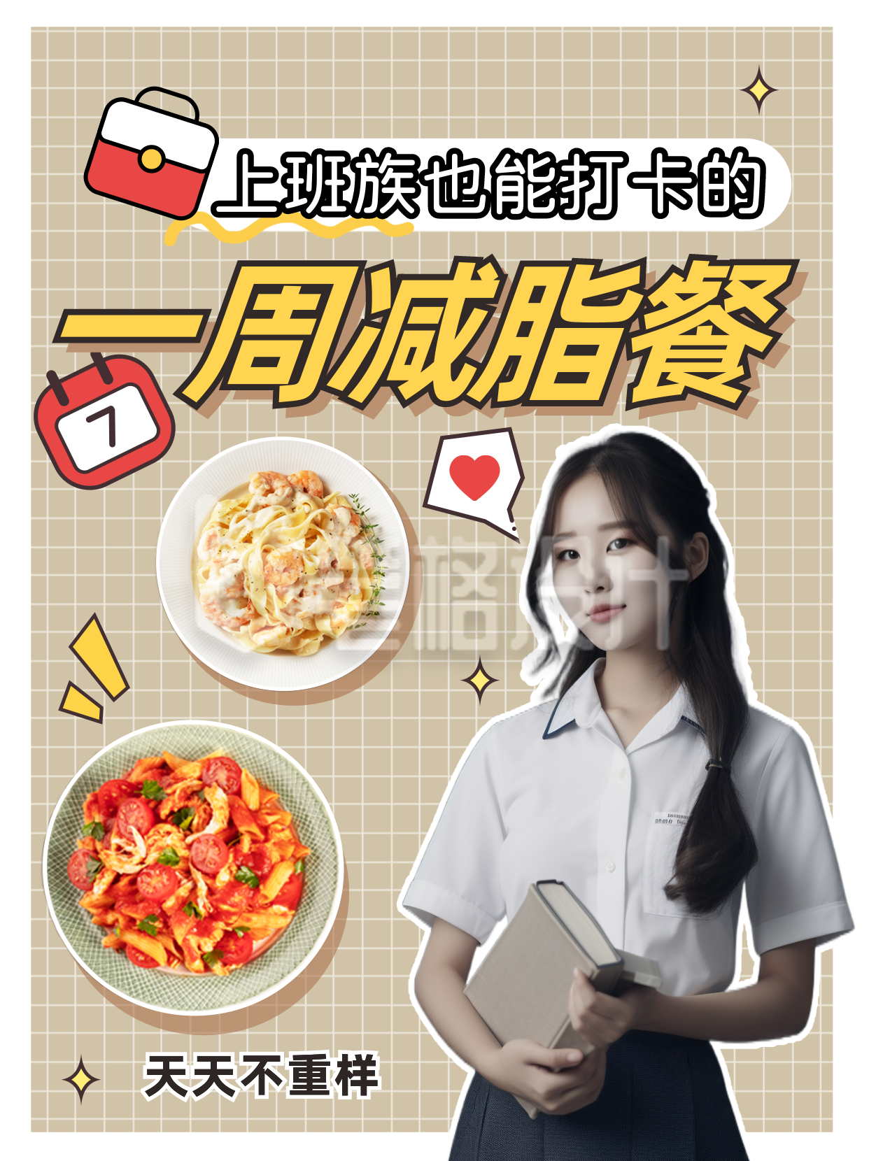 黄色简约实景风减脂餐小红书封面 黄色简约实景风减脂餐小红书封面