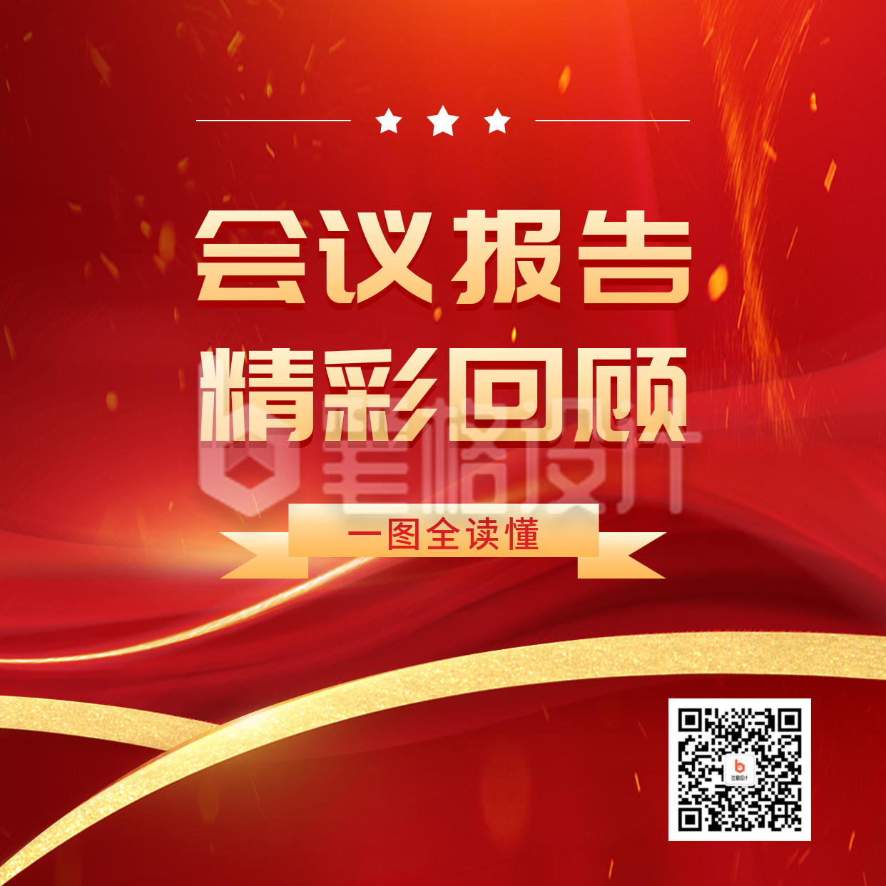 会议报告回顾方形海报 会议报告回顾方形海报