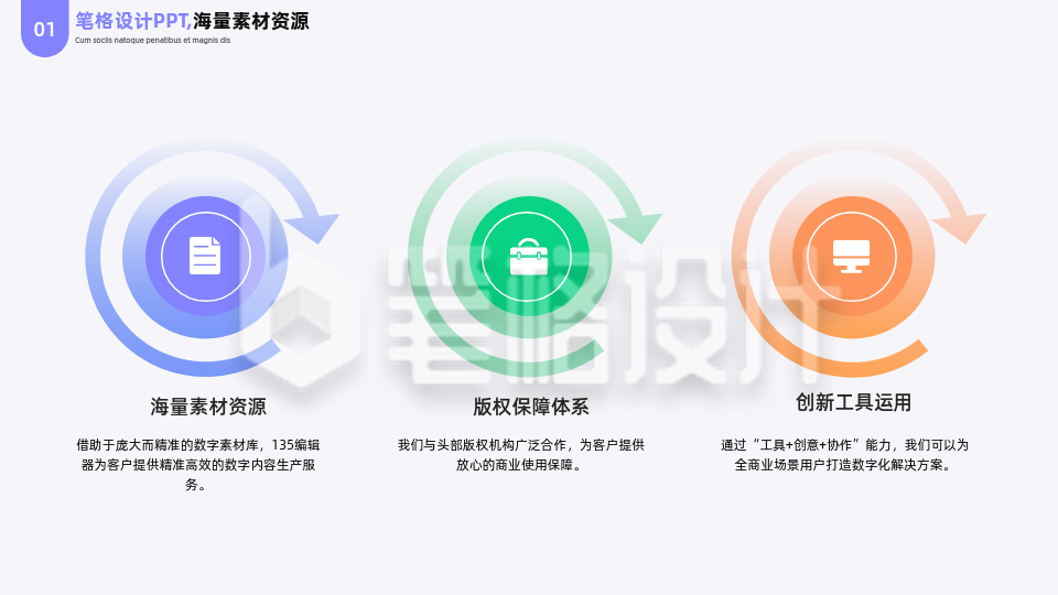 简约商务工作总结三项流程图PPT单页 简约商务工作总结三项流程图PPT单页