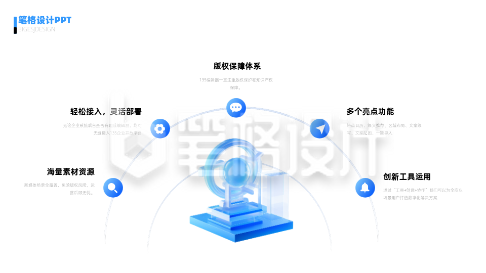 商务企业3d元素五项并列关系PPT单页 商务企业3d元素五项并列关系PPT单页