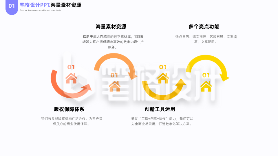 简约商务企业工作总结箭头四项流程图PPT单页