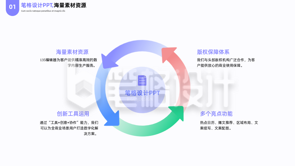 简约商务企业工作圆形箭头PPT单页 简约商务企业工作圆形箭头PPT单页