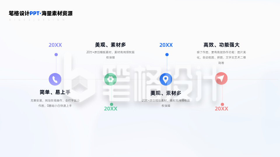 渐变四项直线关系时间轴PPT单页 渐变四项直线关系时间轴PPT单页