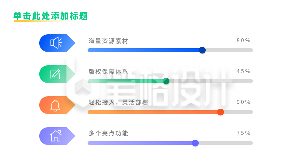 彩色四项数据分析关系图PPT单页
