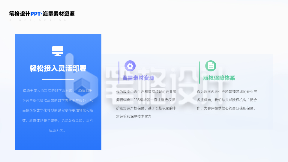 三项总分并列蓝色渐变商务PPT单页 三项总分并列蓝色渐变商务PPT单页