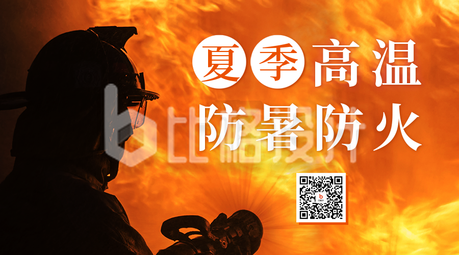 夏季高温防暑防火宣传二维码海报