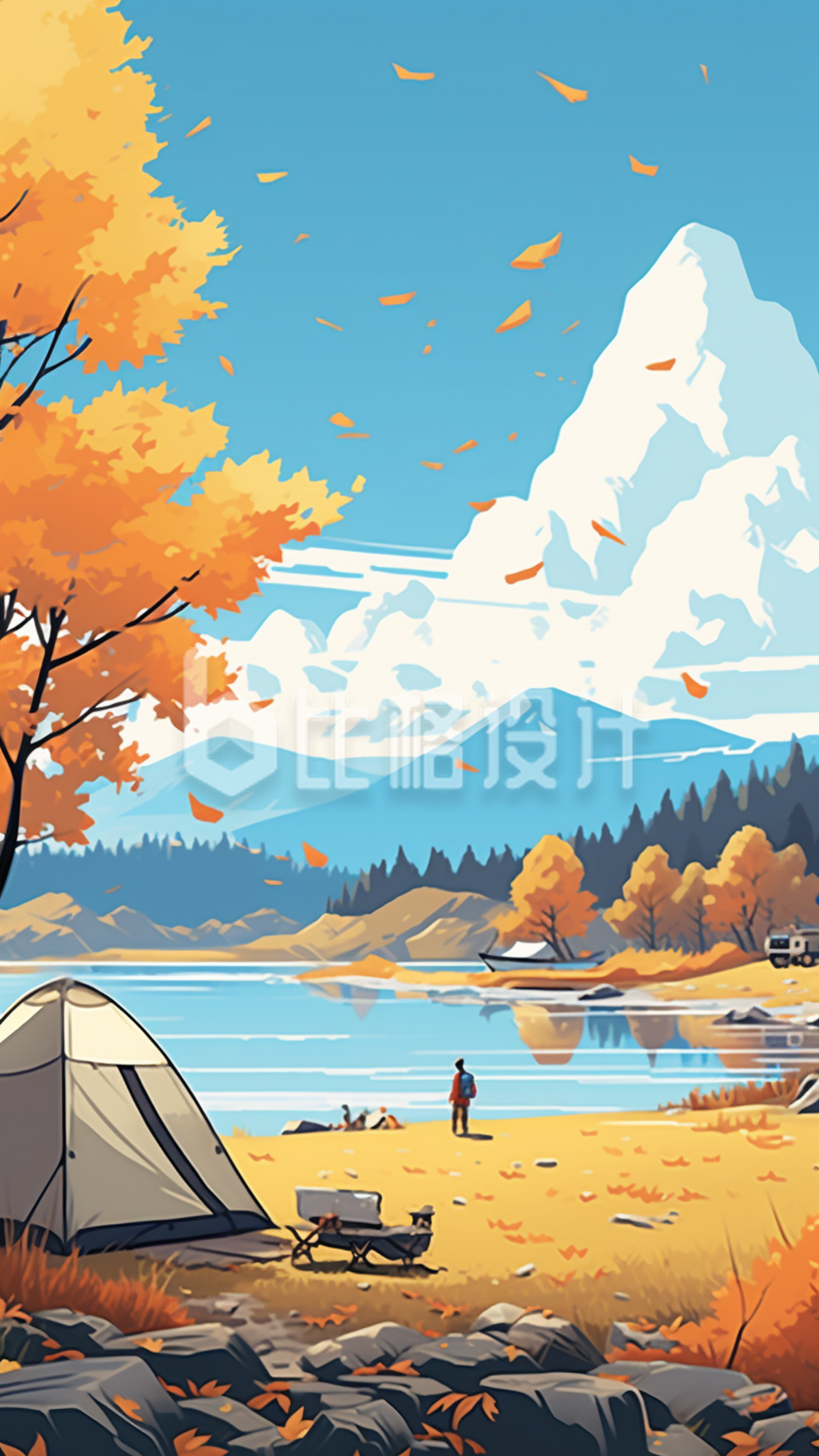 秋季露营旅游手机壁纸