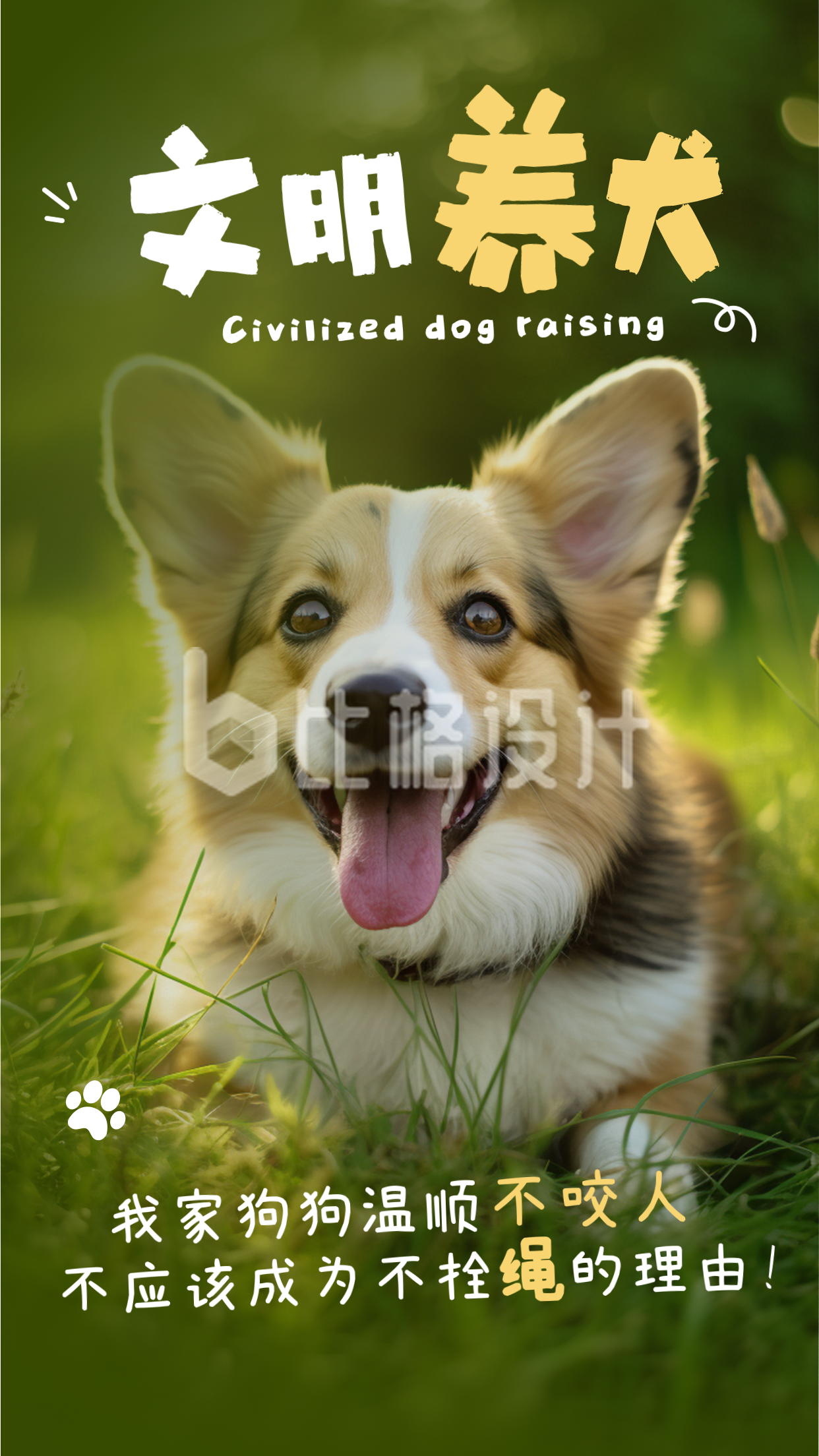 文明养犬宣传实景海报