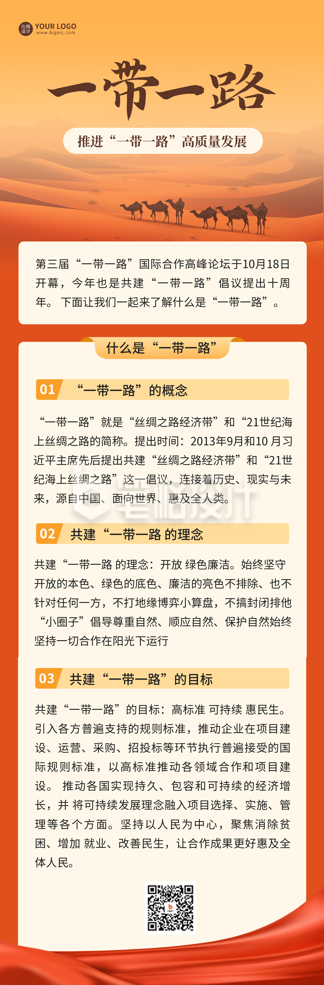 一带一路知识科普长图海报